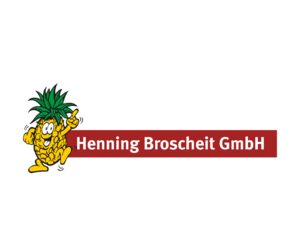 Henning Broscheit GmbH – Regionaler Frischepartner Henning Broscheit GmbH Logo mit Ananasfigur – regionaler Foodservice-Partner im Fresh + Friends Netzwerk